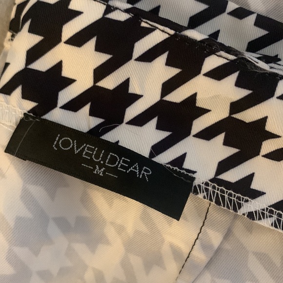 UDEAR - Black & White Houndstooth Button-Accent Straight-Leg Pants - Picture 8 of 8